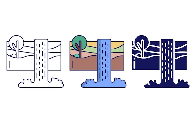 Waterfall landscape icon