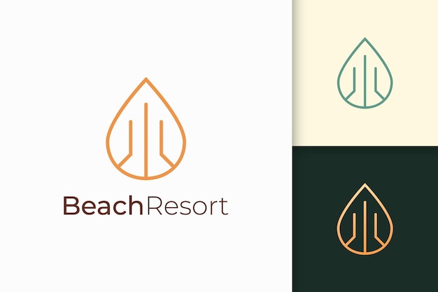 Waterfront apartment or property logo in simple line shape