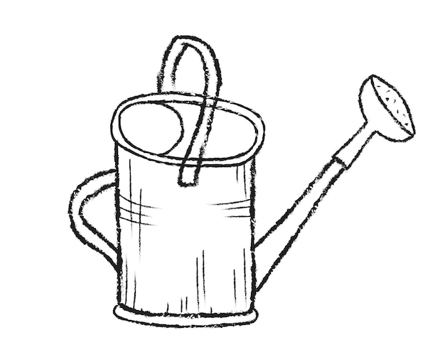 Watering can hand drawn isolated. Vector doodle illustration of a garden watering can.