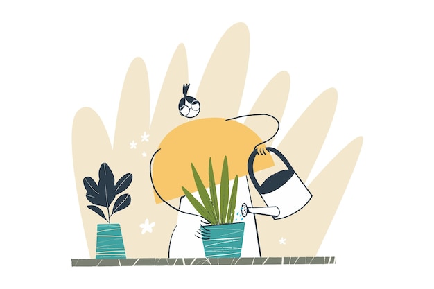 Watering the Flowers Illustration