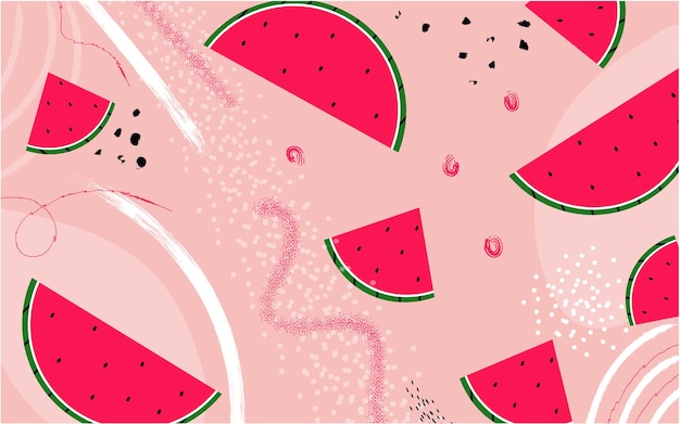 Watermelon abstract hand drawing pink background Banner for a bar cocktail milk shake poster