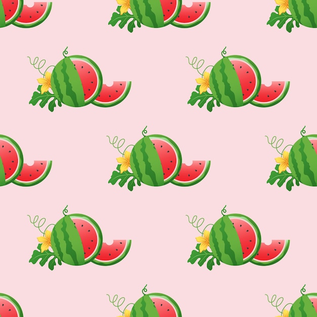 Watermelon background and seamless pattern