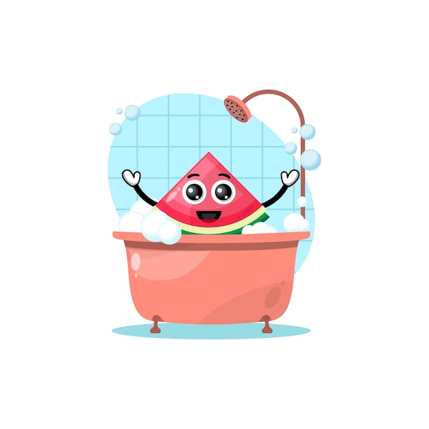 watermelon bath character cute logo