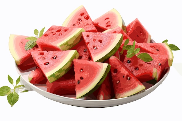 Watermelon cantaloupe melon slices isolate on white background with clipping path