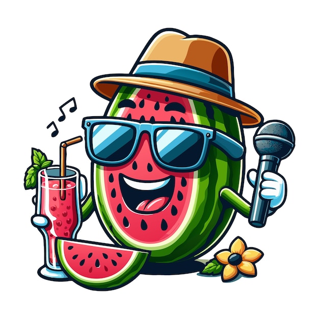 Watermelon Cartoon Character Clipart Vector