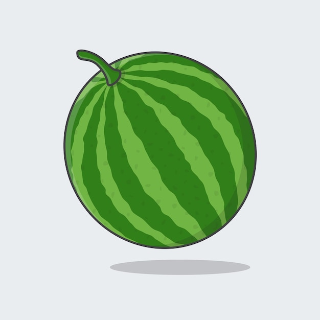 Watermelon Cartoon Vector Illustration Fresh Watermelon Fruit Flat Icon Outline