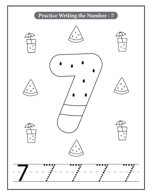 Watermelon character cute number coloring pages