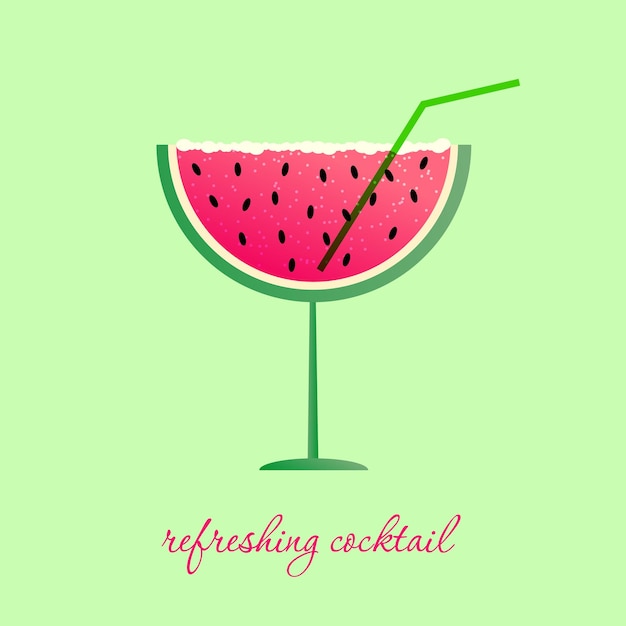 Watermelon cocktail a glass in the shape of a watermelon fresh summer drink Logo emblem or banner