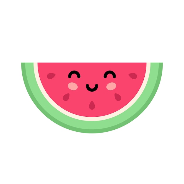 Watermelon cute kawaii style fruit vector illustration