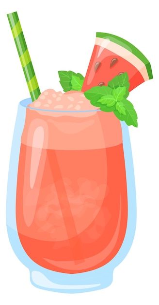 Watermelon drink glass Cartoon summer cocktail icon