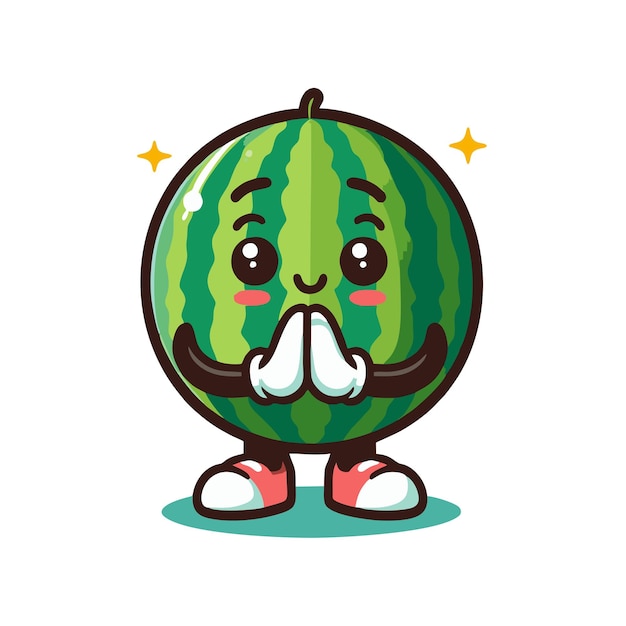 watermelon flat vector design with thank you style