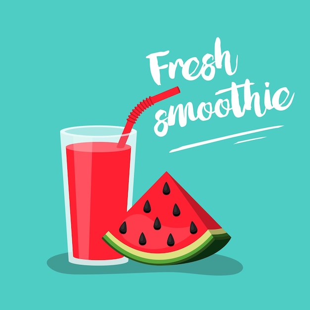 Watermelon Fresh Cocktail smoothie Template for menu or banner for healthy eating