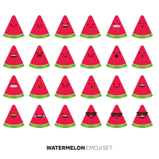 Watermelon fruit cute emoji character icon