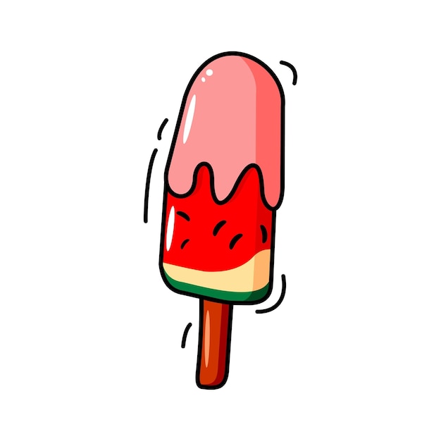 watermelon fruit ice cream illustration vector