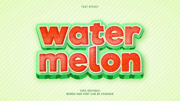 watermelon fruit text effect editable vector