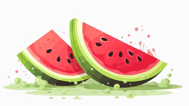 Vector watermelon on a green table with watermelon on top