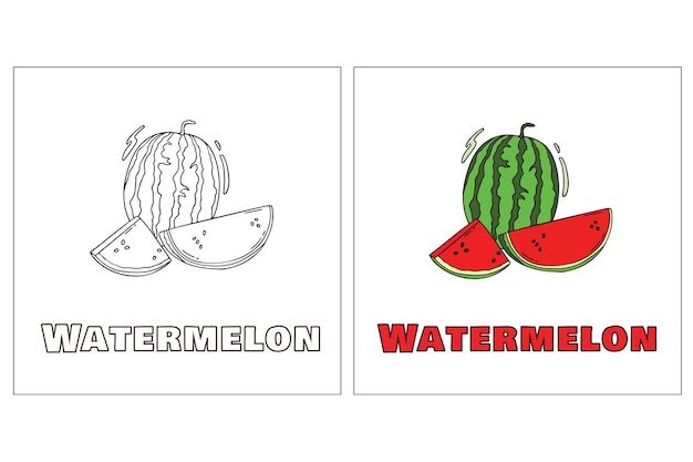 Watermelon Hand Drawn Coloring Page