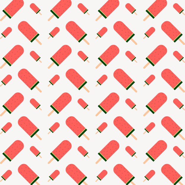 Vector watermelon ice cream stick design vector illustration seamless pattern background