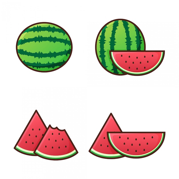 Watermelon illustration with outline