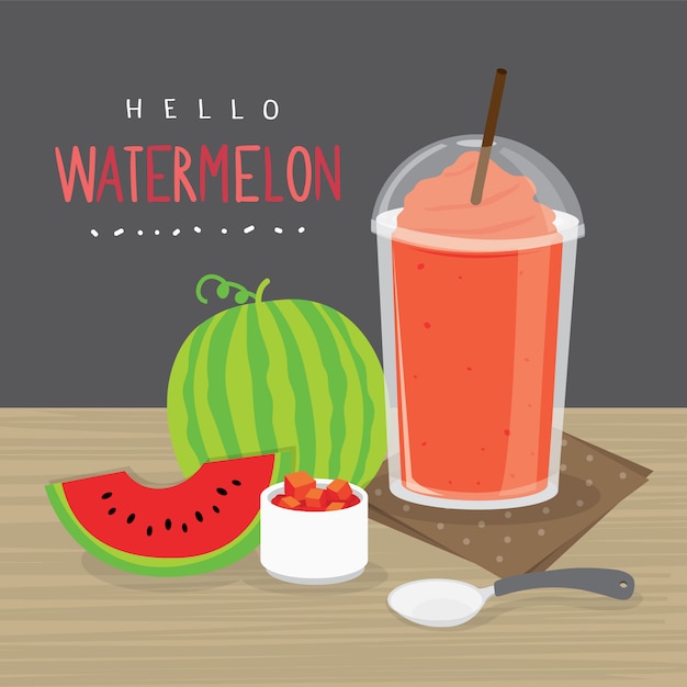 Watermelon Juice, Drink Watermelon Water and half slice watermelon