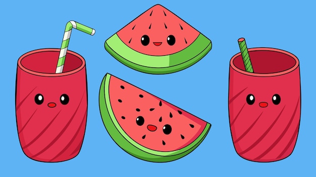 Vector watermelon juice vector graphics illustration eps source file format lossless scaling icon design