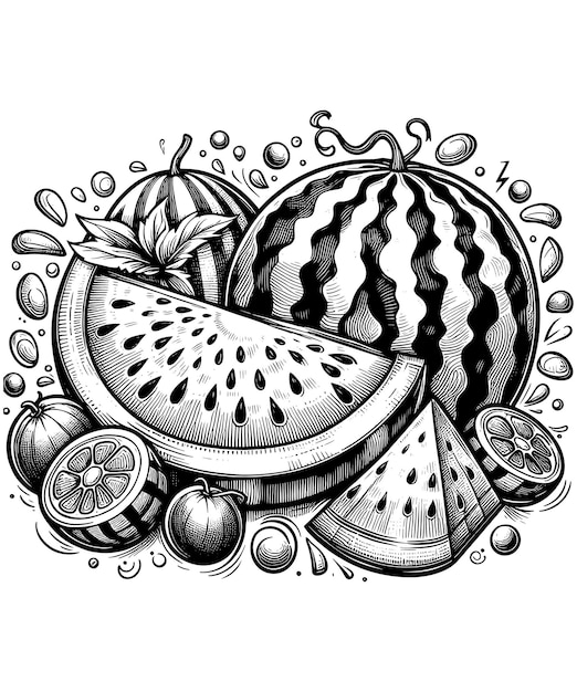 Vector watermelon line art