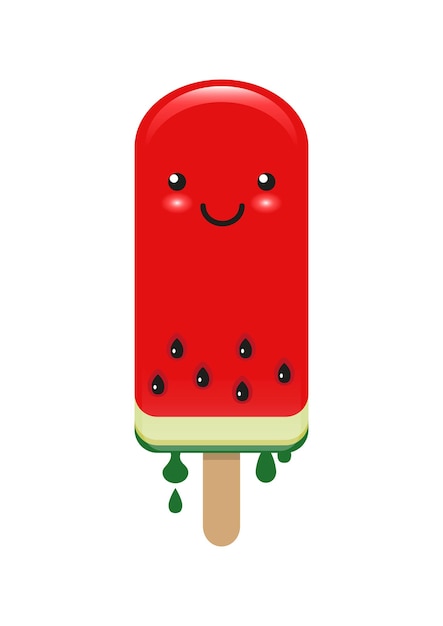 Vector watermelon lolly with cute kawaii face eps10 vector format