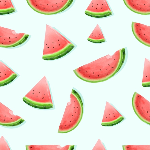 Watermelon Pattern Watercolor Illustration Vector