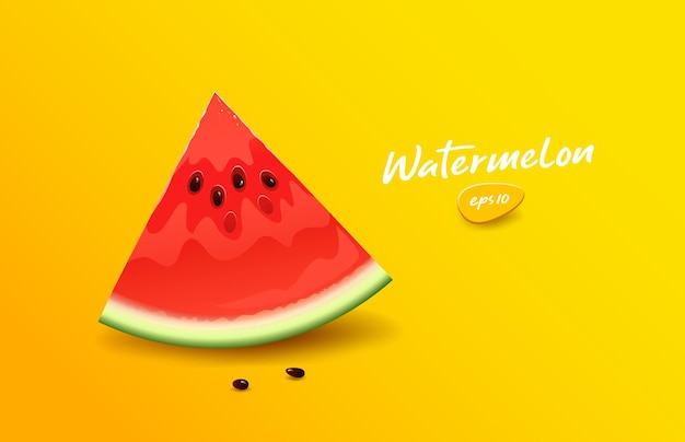 Watermelon red fresh cut in half design on yellow background EPS10 vector illustration