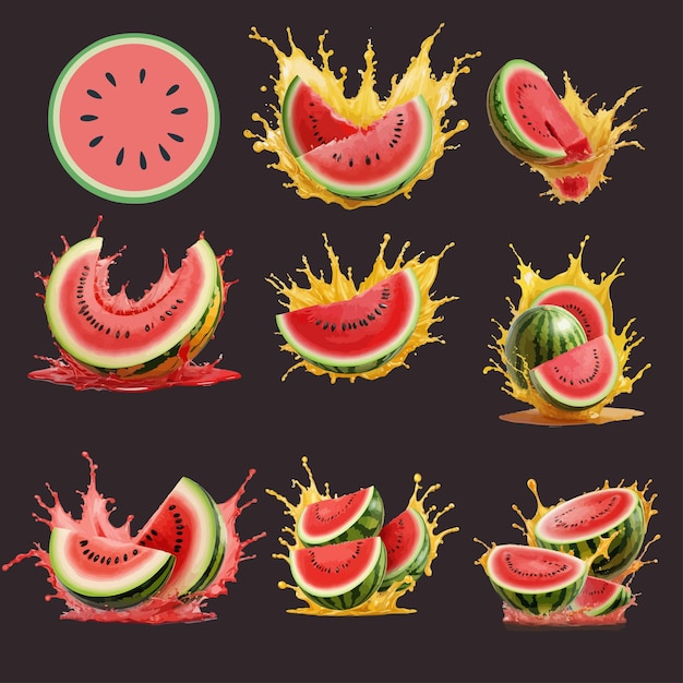 watermelon in red splash realistic vector