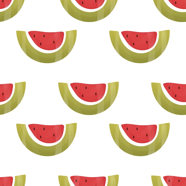 Watermelon seamless pattern on white. Vector illustration.