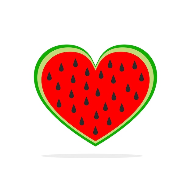 Watermelon in the shape of heart Vector illustration