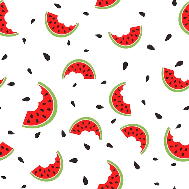 Watermelon slice seamless pattern Summer fruit and berry background