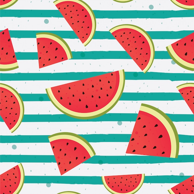 Watermelon slices on striped background