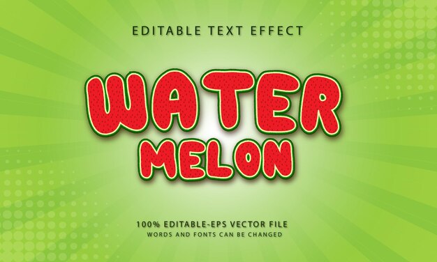 Watermelon text, editable text effect.