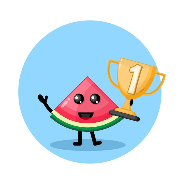 watermelon trophy champion design character cute