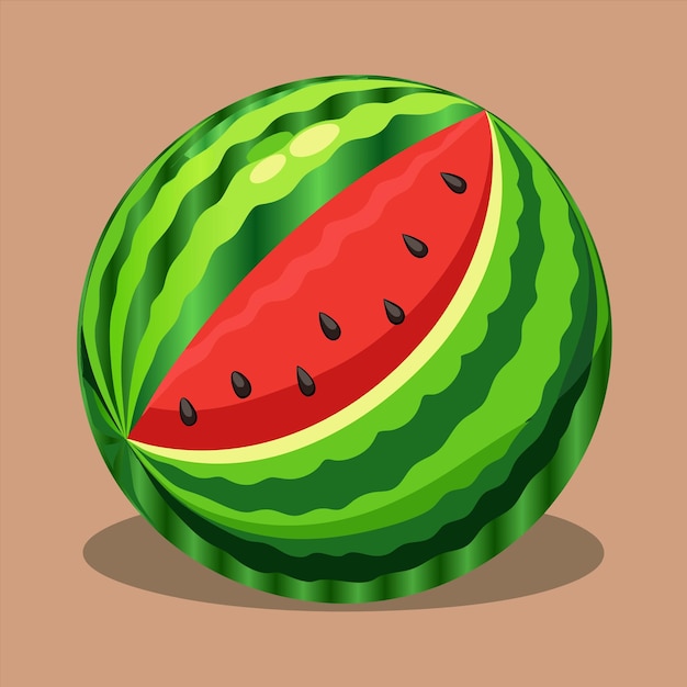 a watermelon with a cut in half sits on a brown background