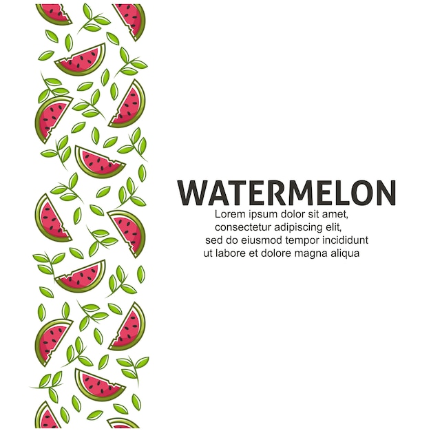 Watermelon with leaves in flat design