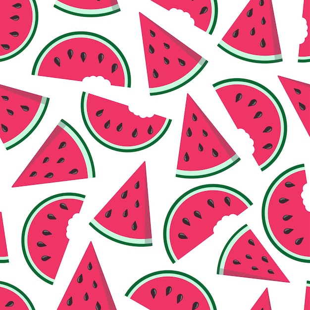 Watermelons seamless pattern juicy watermelon hand drawn illustration