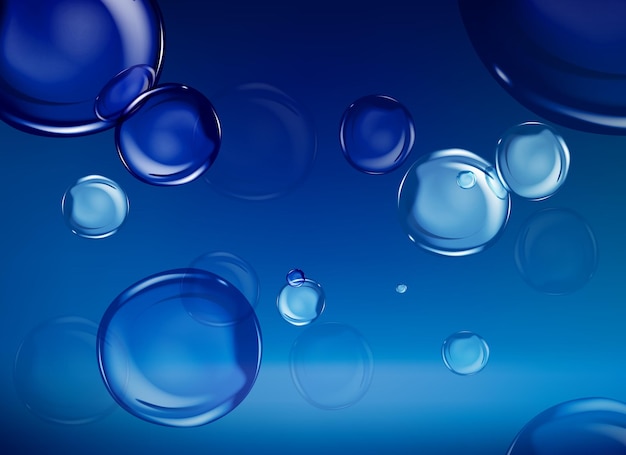 Wateroil bubbles background blue abstract template