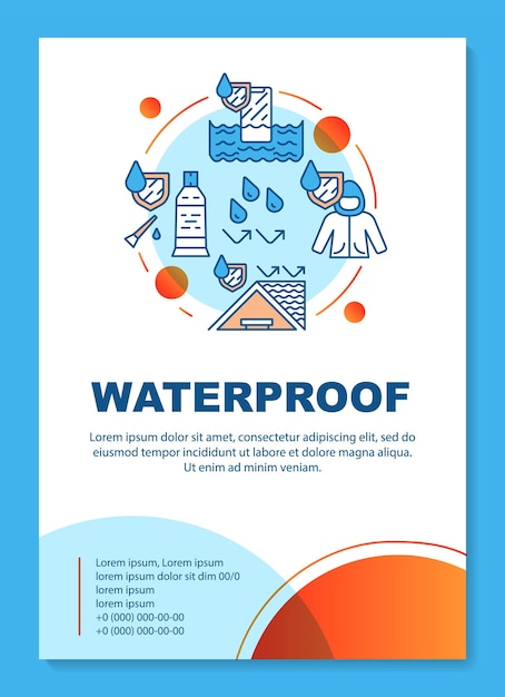 Waterproof building materials, coating brochure template layout. Flyer, booklet, leaflet print design with linear illustrations. Vector page layouts for magazines, annual reports, advertising posters