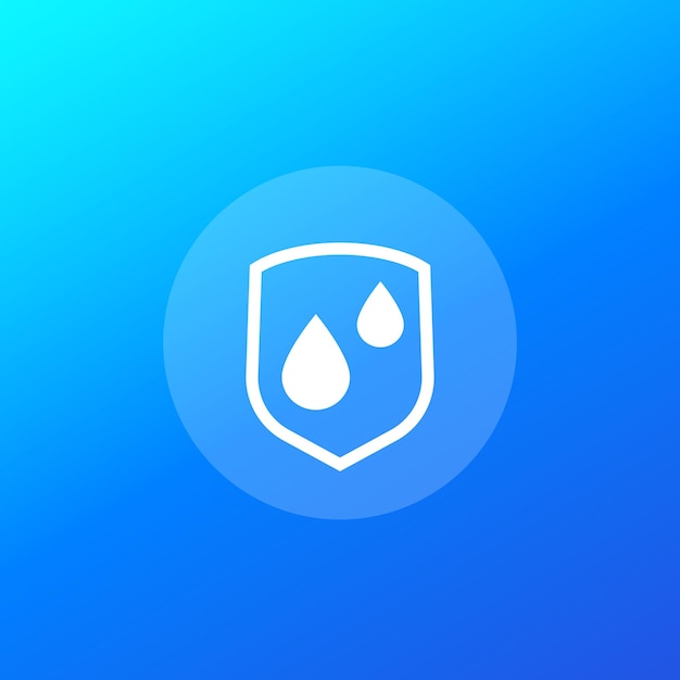 Waterproof water resistant icon with shield