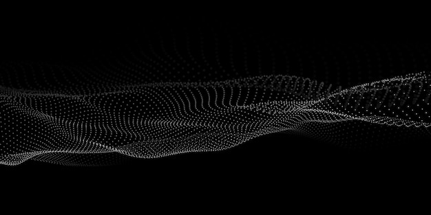 Wave 3d Abstract wave dots in dark background Big data Technology vector background