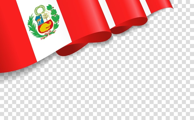 Wave 3d flag of Peru isolated on transparent background Patriotic national Peruvian flag Vector