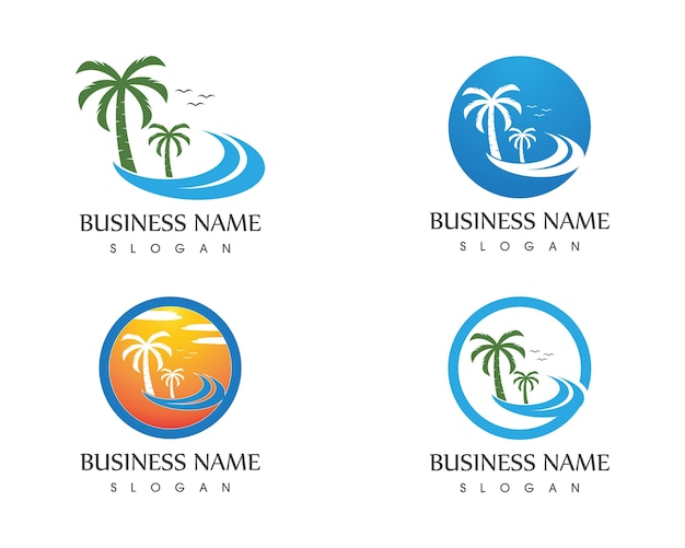 Wave beach holidays logo vector template