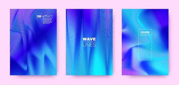 Wave curved lines gradient covers collection