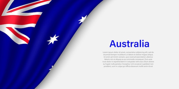 Wave flag of Australia on white background