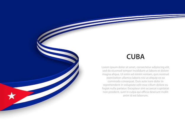 Wave flag of Cuba with copyspace background