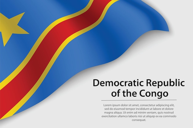 Wave flag of Democratic Republic Congo on white background Banner or ribbon vector template for independence day