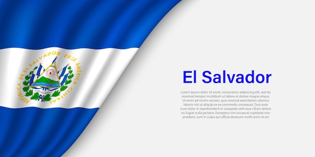 Wave flag of El Salvador on white background